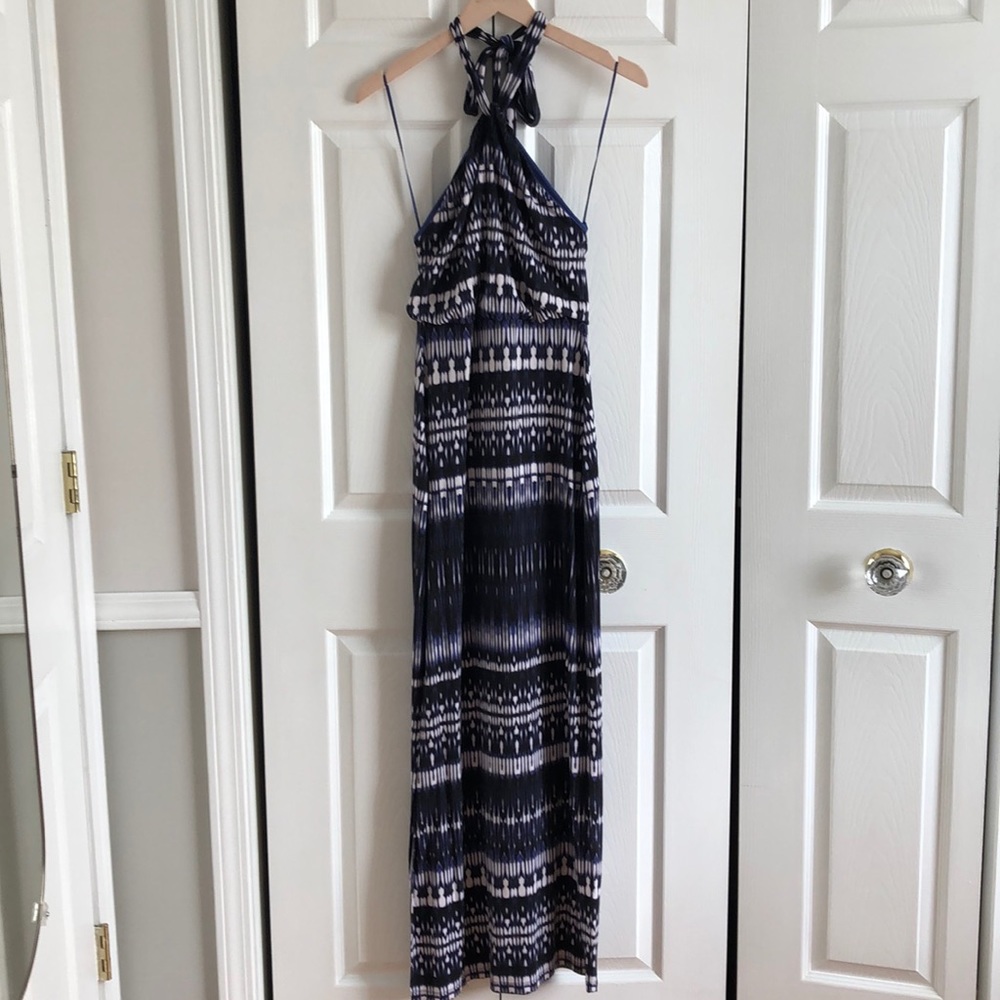 Cynthia Rowley Black Navy White Tie Dye Maxi